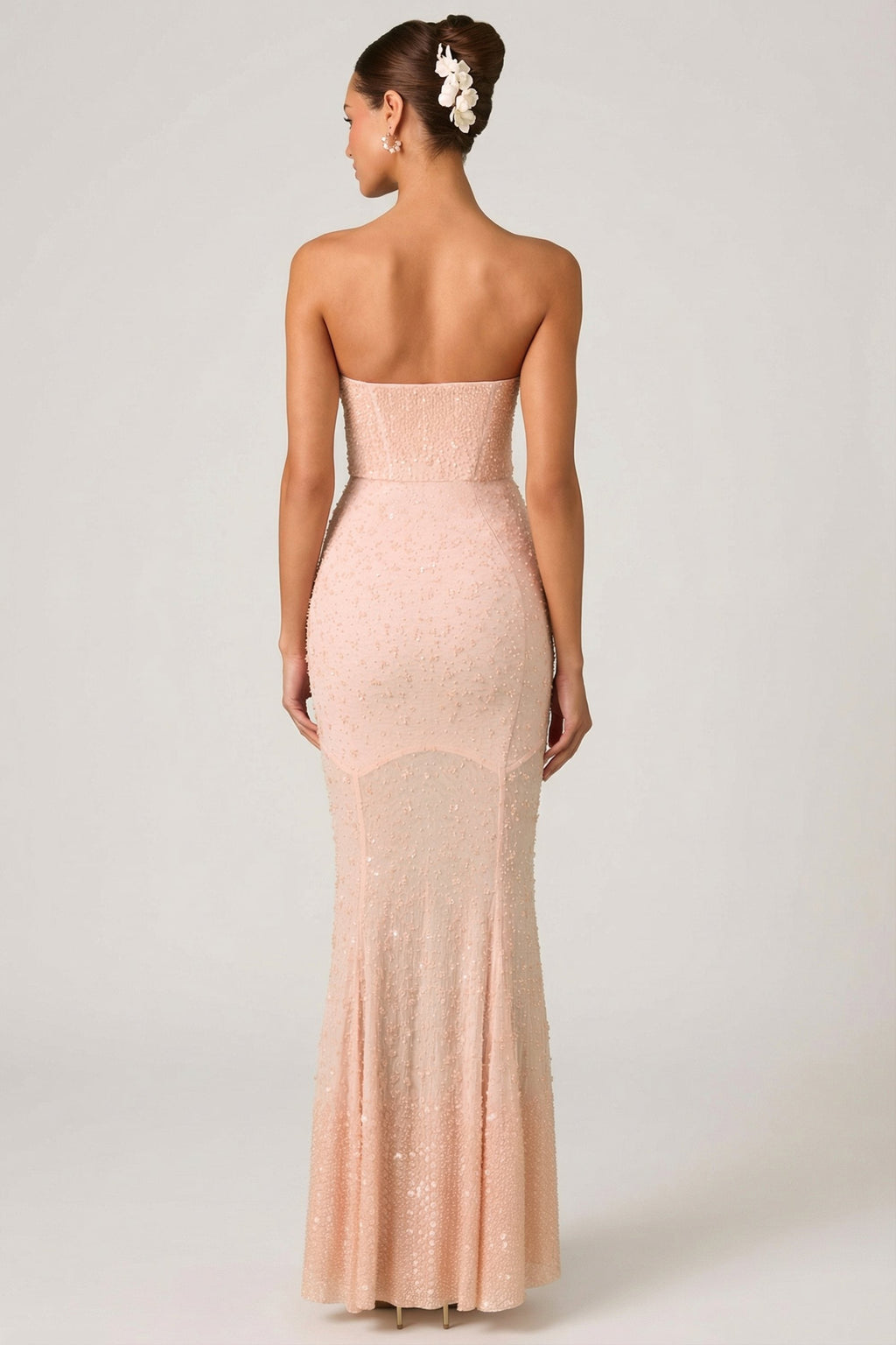 Chic Embellished Sweetheart-Neck Fishtail Gown in Dusty Rose
