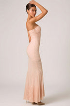 Chic Embellished Sweetheart-Neck Fishtail Gown in Dusty Rose