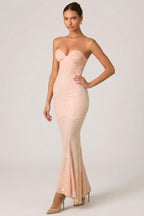 Chic Embellished Sweetheart-Neck Fishtail Gown in Dusty Rose
