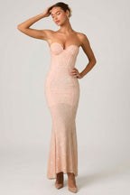 Chic Embellished Sweetheart-Neck Fishtail Gown in Dusty Rose