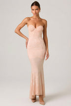 Chic Embellished Sweetheart-Neck Fishtail Gown in Dusty Rose