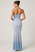 Chic Embellished Sweetheart-Neck Fishtail Gown in Sky Blue