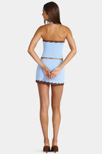 Chic Modal Lace-Trim Low-Rise Mini Skirt in Arctic Blue
