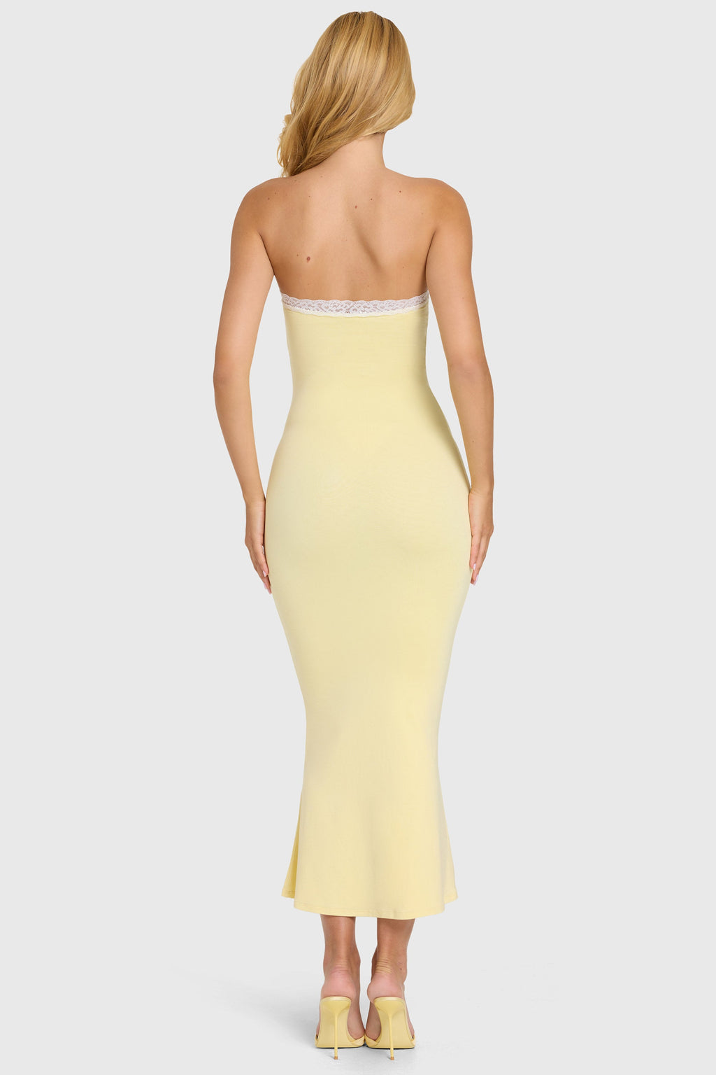 Chic Modal Lace-Trim Midaxi Dress in Butter