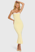 Chic Modal Lace-Trim Midaxi Dress in Butter