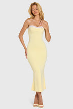 Chic Modal Lace-Trim Midaxi Dress in Butter