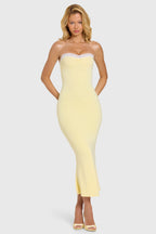 Chic Modal Lace-Trim Midaxi Dress in Butter