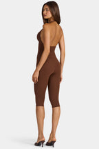Chic Modal Capri Jumpsuit in Cocoa Brown
