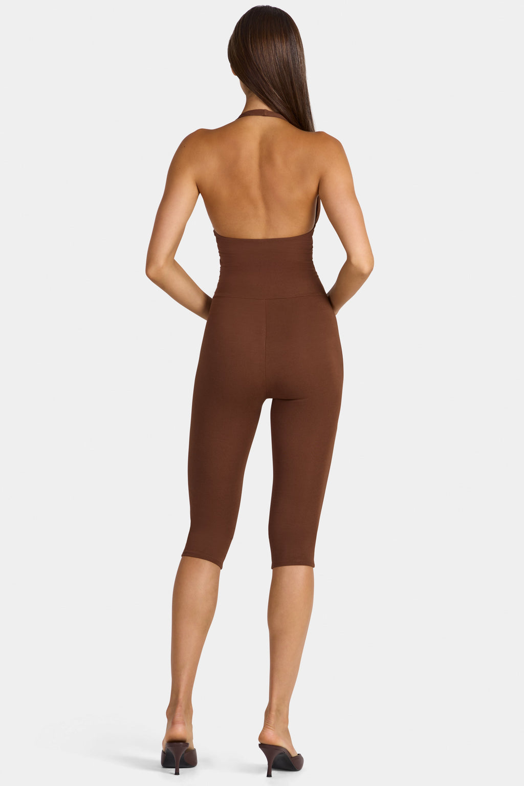 Chic Modal Capri Jumpsuit in Cocoa Brown