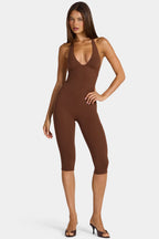 Chic Modal Capri Jumpsuit in Cocoa Brown