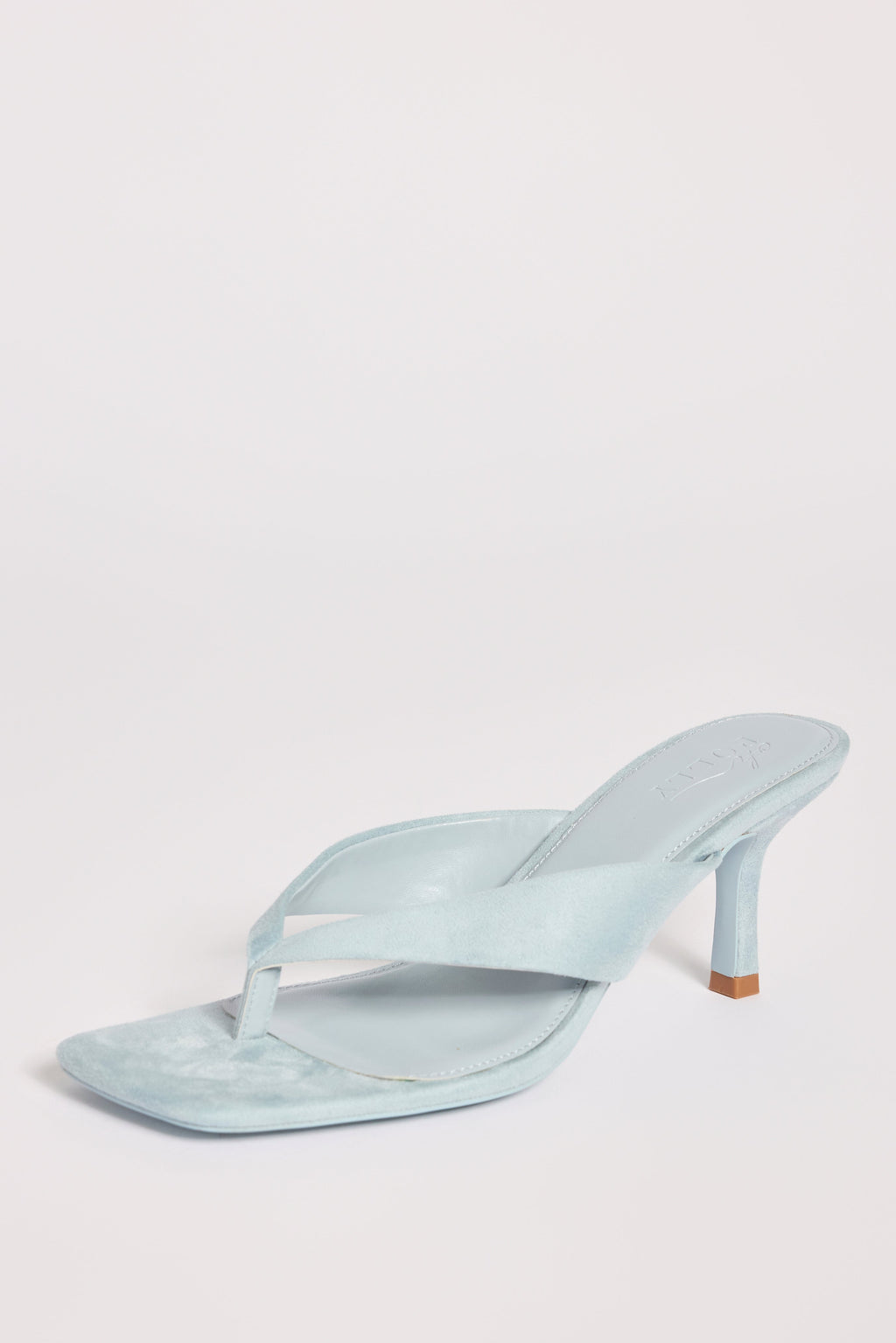 Chic Heeled Thong Sandals in Arctic Blue