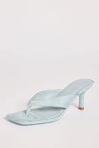 Chic Heeled Thong Sandals in Arctic Blue