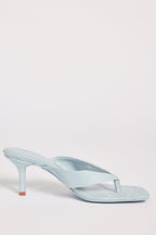 Chic Heeled Thong Sandals in Arctic Blue