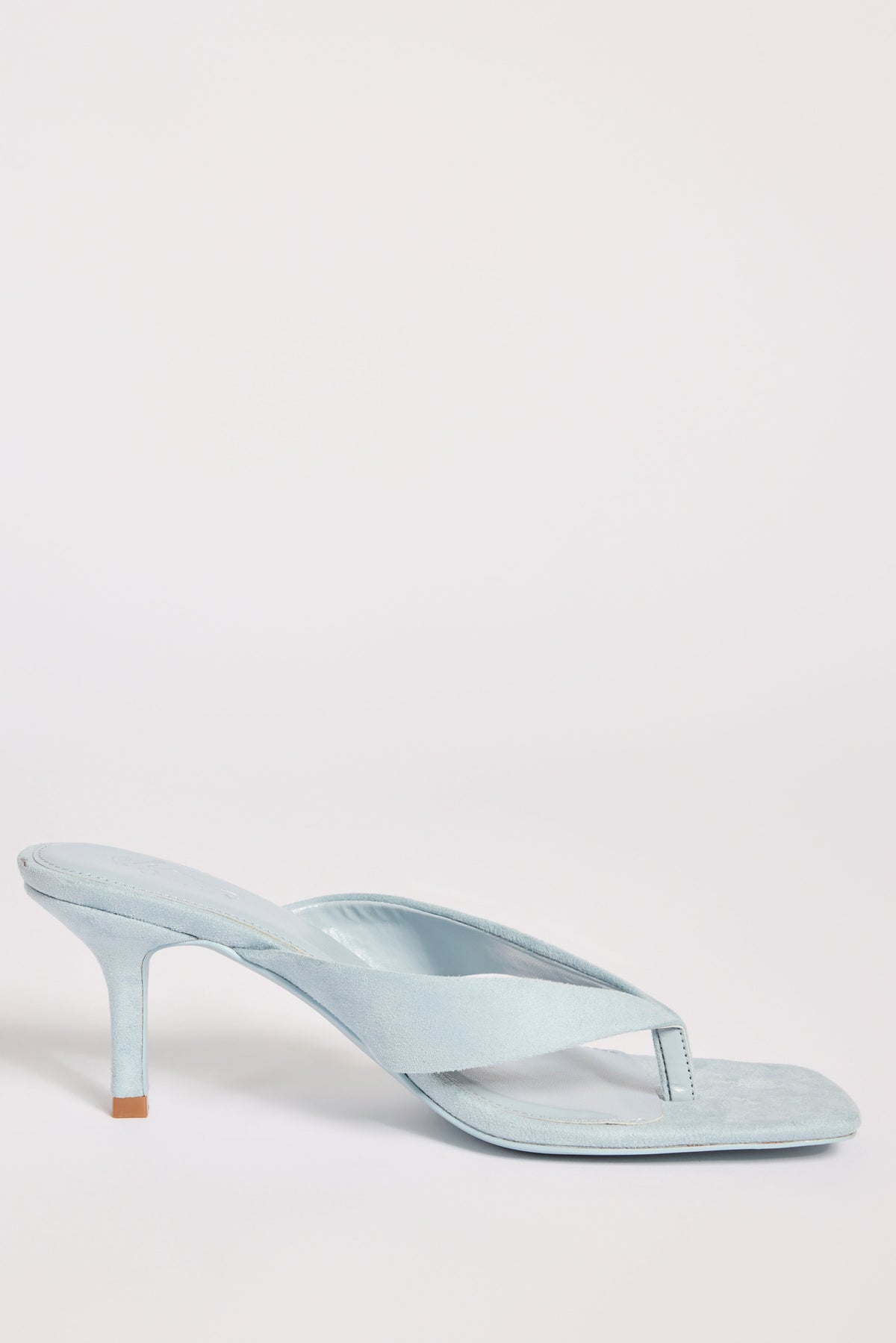 Chic Heeled Thong Sandals in Arctic Blue