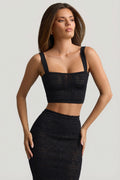 Chic Pointelle-Knit Crop Top in Black