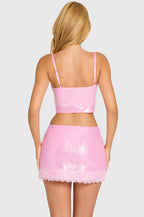 Chic Sequin Lace Bralette Top in Blossom