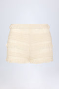 Chic Ruffled Mid-Rise Shorts in Ivory
