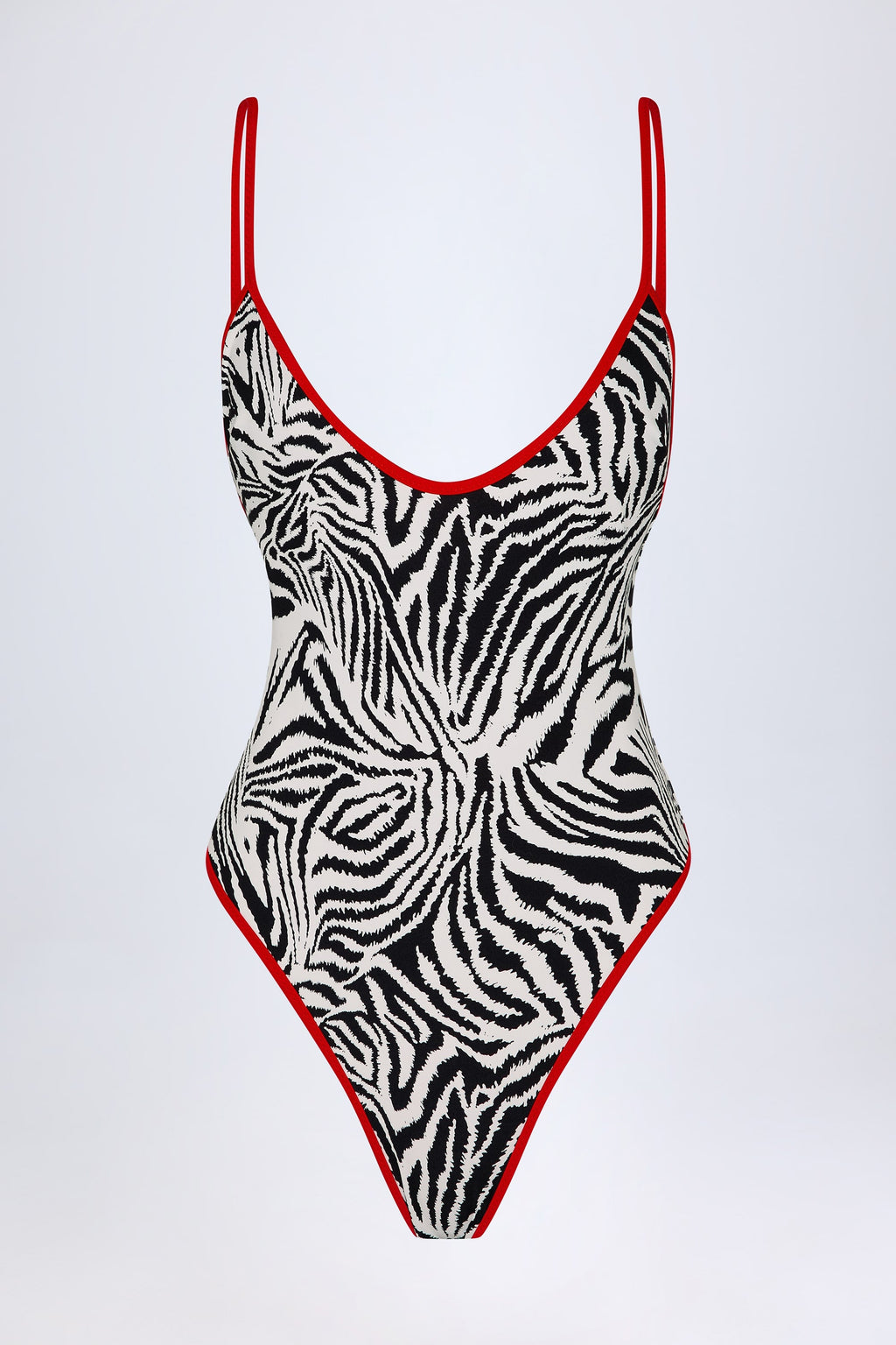 Chic Charm-Detail Cross-Back Swimsuit in Zebra Print