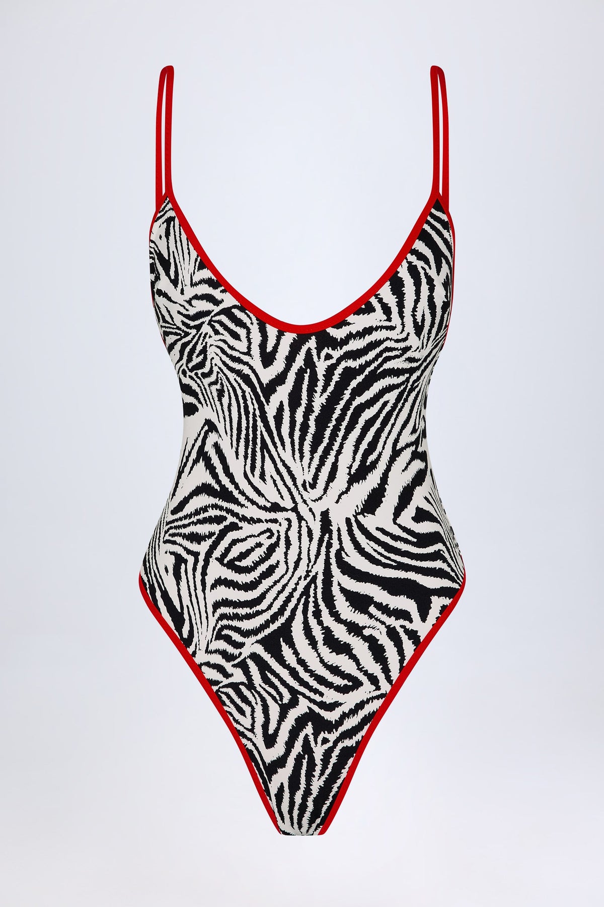 Chic Charm-Detail Cross-Back Swimsuit in Zebra Print