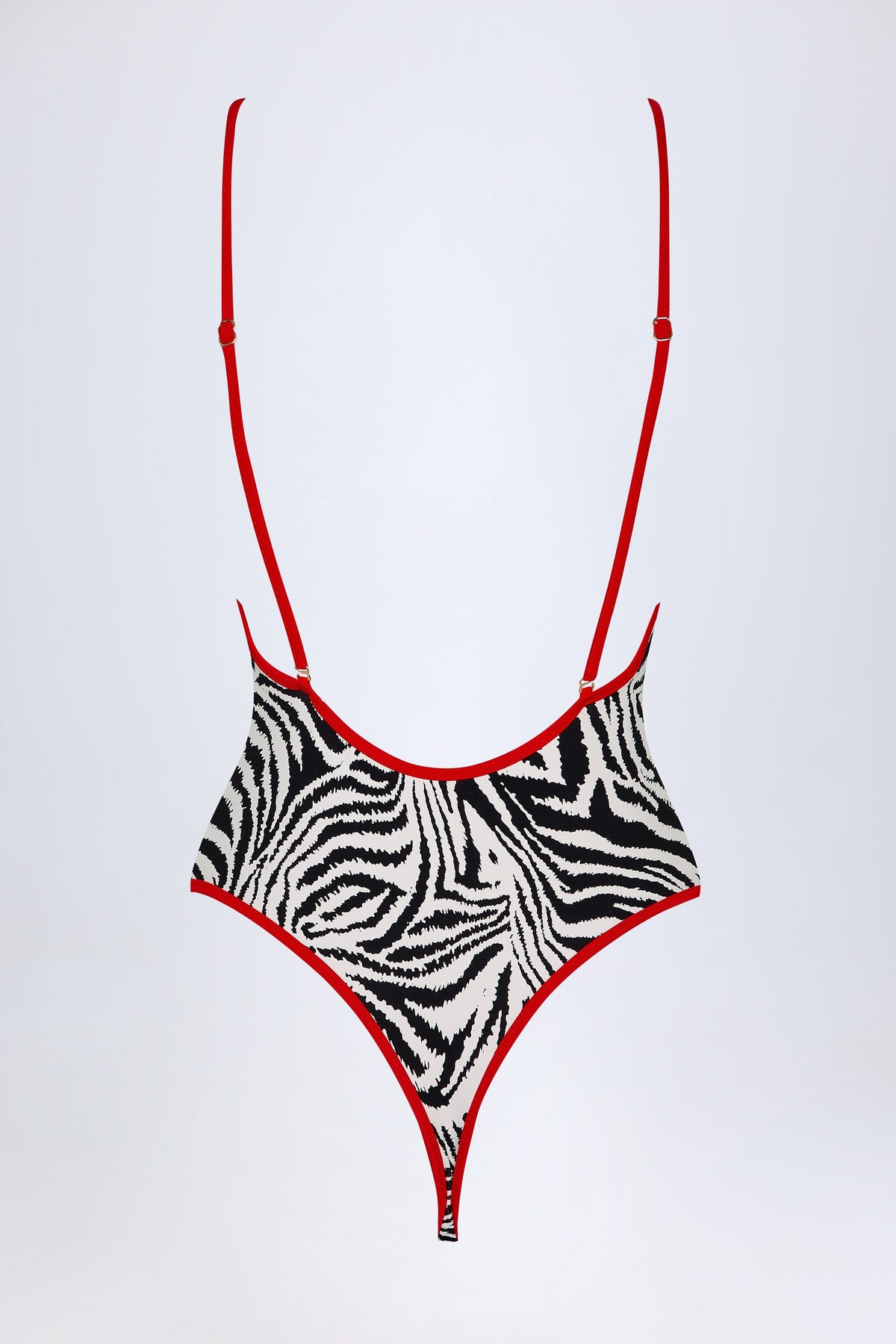 Chic Charm-Detail Cross-Back Swimsuit in Zebra Print