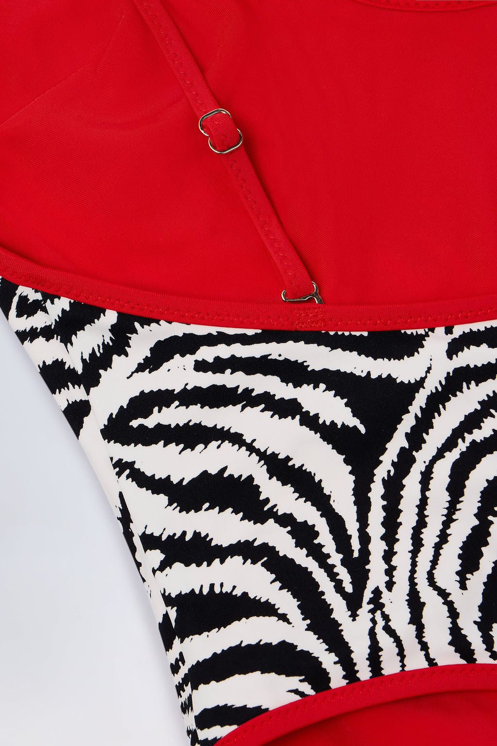 Chic Charm-Detail Cross-Back Swimsuit in Zebra Print