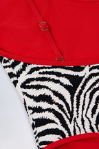 Chic Charm-Detail Cross-Back Swimsuit in Zebra Print