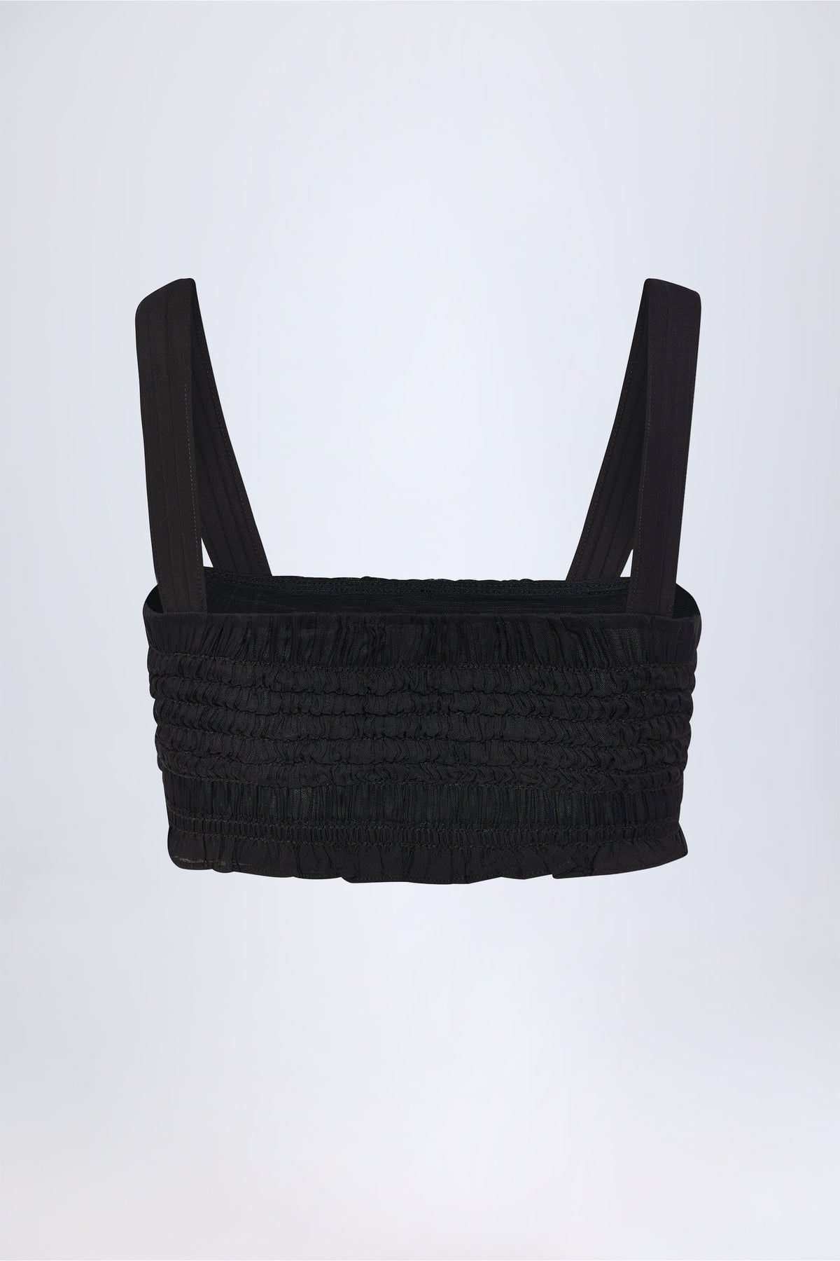 Chic Ruffled Tie-Front Crop Top in Black