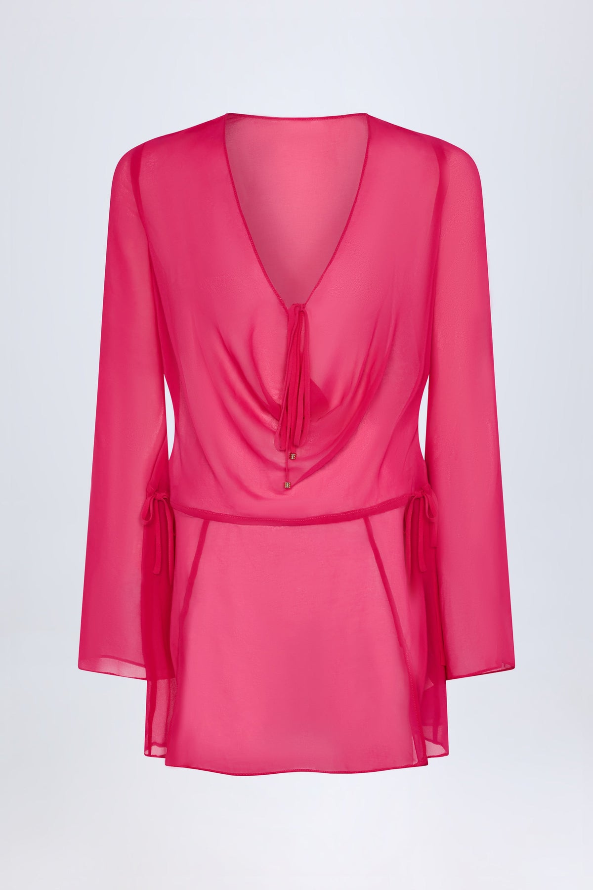 Chic Cowl-Neck Mini Dress in Fuchsia Pink