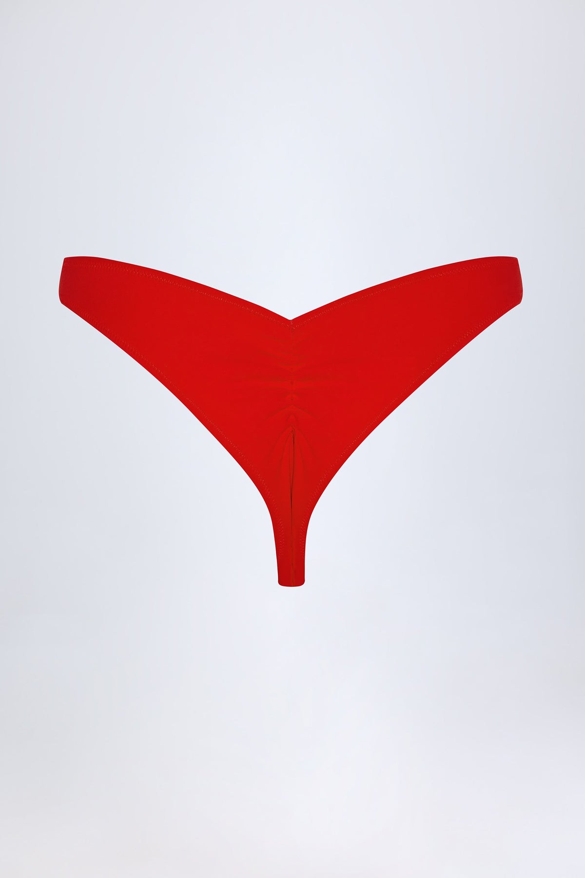 Chic Ruched Cheeky Bikini Bottoms in Fiery Red