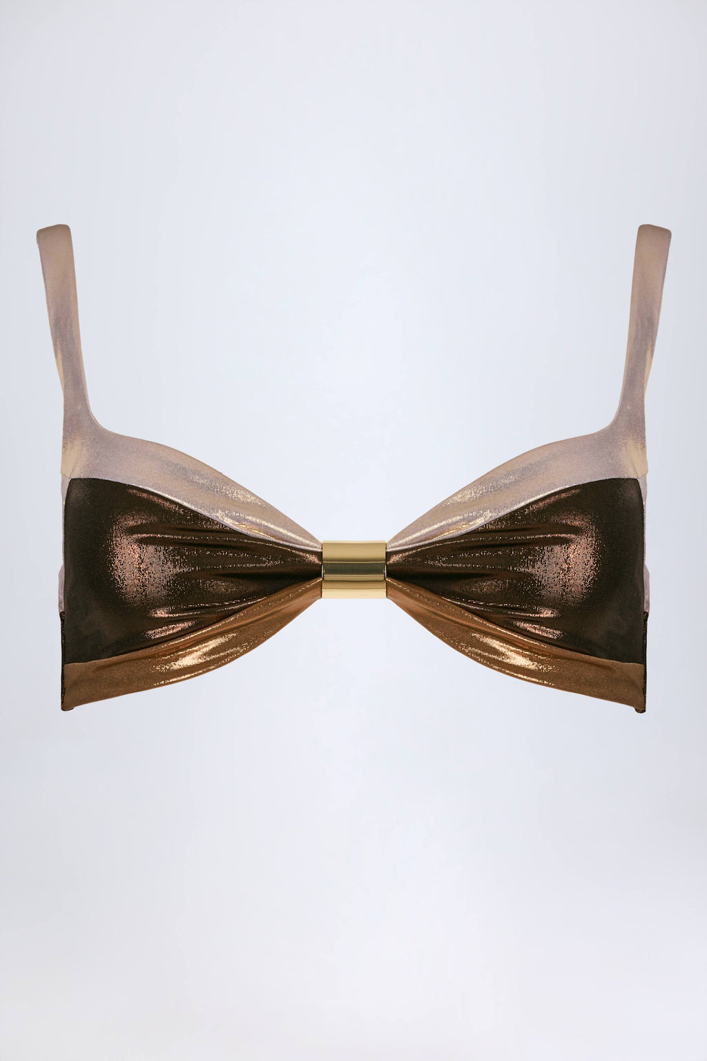 Chic Ruched Bikini Top in Bronze Gold