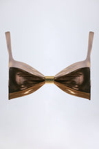 Chic Ruched Bikini Top in Bronze Gold
