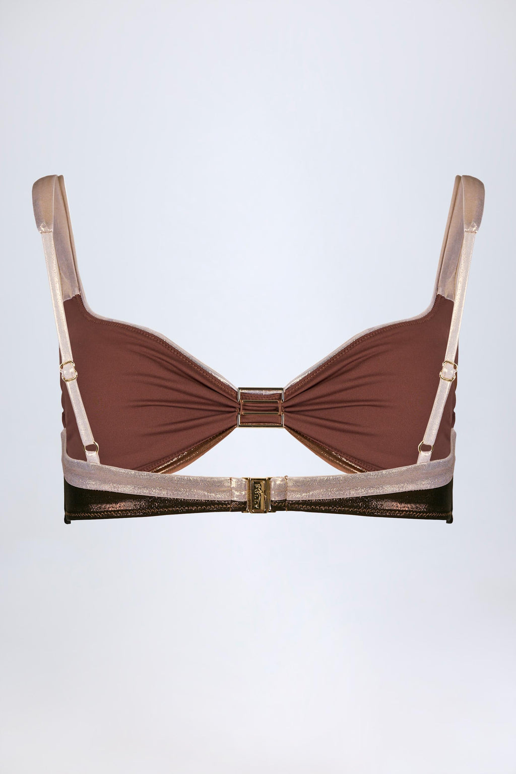 Chic Ruched Bikini Top in Bronze Gold