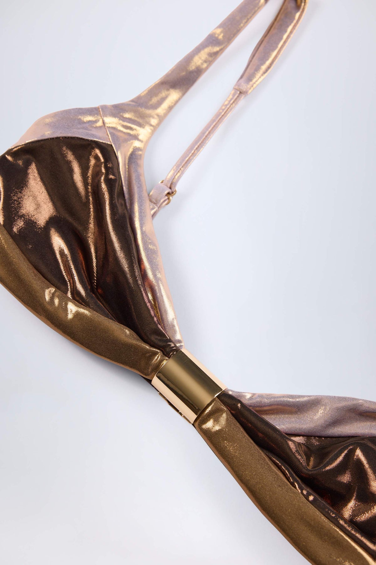 Chic Ruched Bikini Top in Bronze Gold