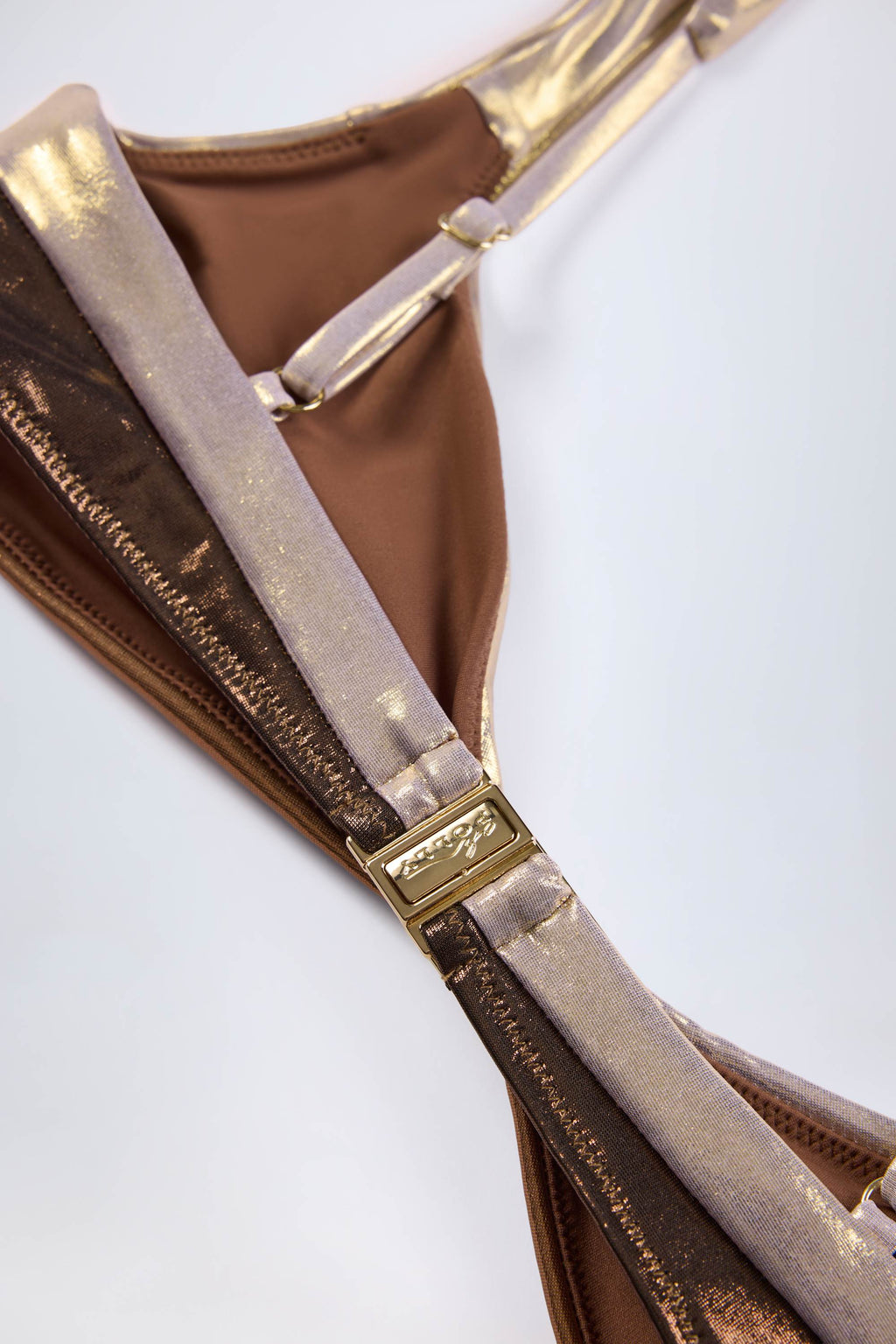 Chic Ruched Bikini Top in Bronze Gold