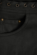 Chic Lace-Up Mid-Rise Shorts in Black