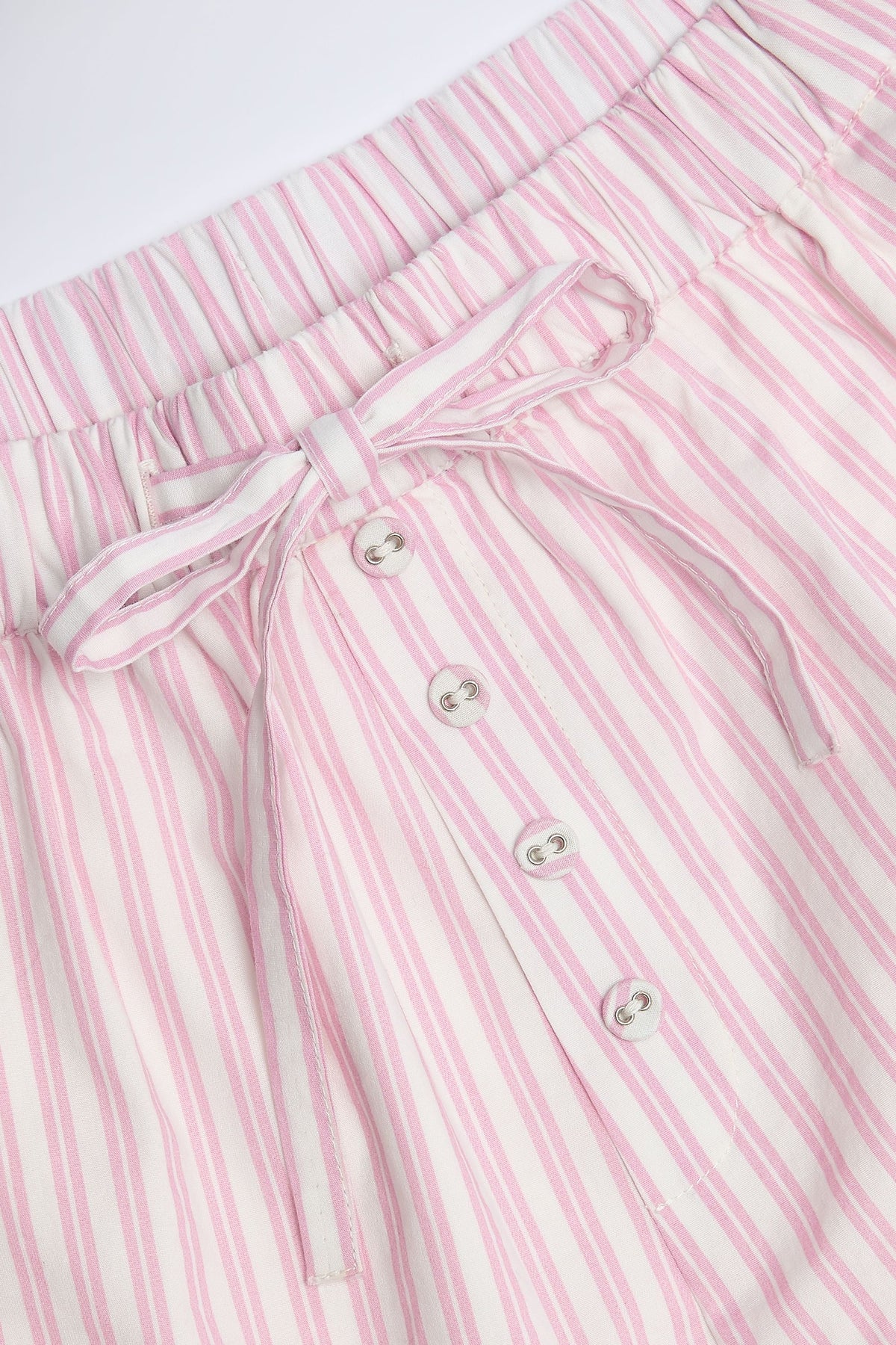 Chic Wide-Leg Cotton-Poplin Trousers in Pink Stripe