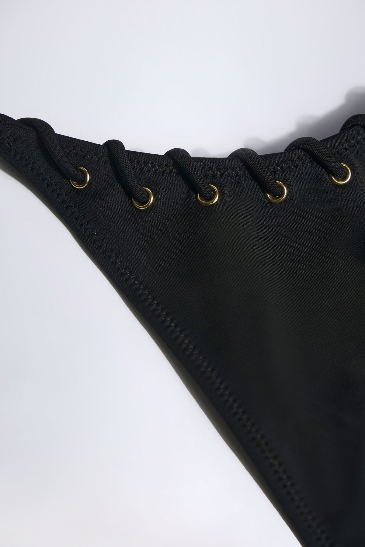 Chic Drawstring Thong Bikini Bottoms in Black