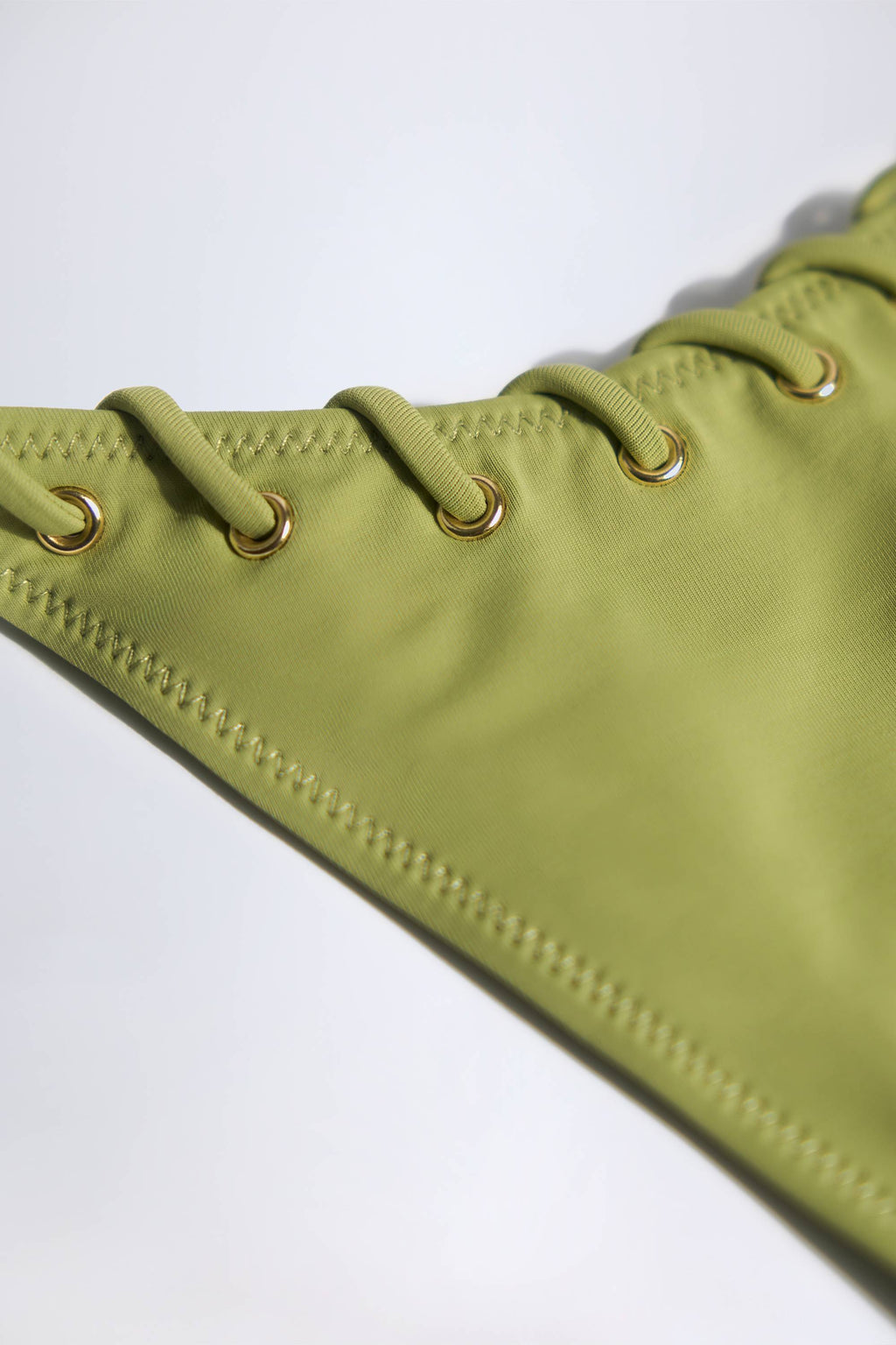 Chic Drawstring Thong Bikini Bottoms in Olive Green