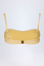 Chic Ruffled Bandeau Bikini Top in Yellow Gingham