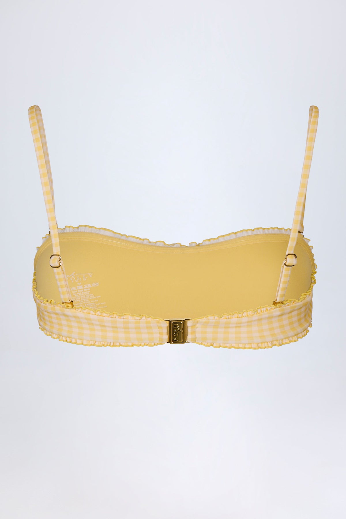 Chic Ruffled Bandeau Bikini Top in Yellow Gingham