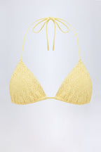 Chic Broderie Anglaise Triangle Bikini Top in Lemon Yellow