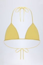 Chic Broderie Anglaise Triangle Bikini Top in Lemon Yellow