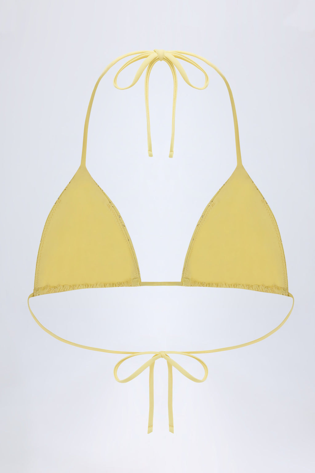 Chic Broderie Anglaise Triangle Bikini Top in Lemon Yellow