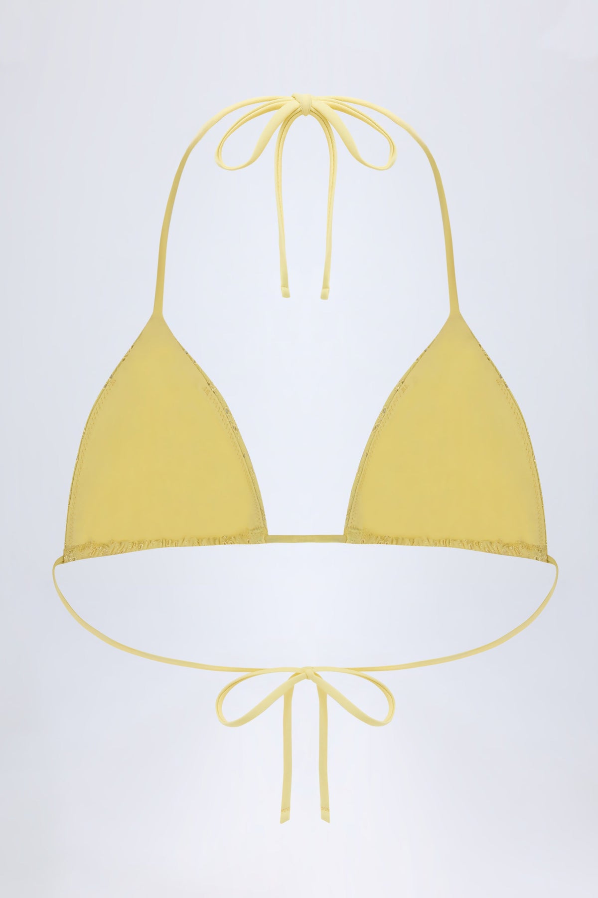 Chic Broderie Anglaise Triangle Bikini Top in Lemon Yellow