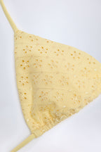 Chic Broderie Anglaise Triangle Bikini Top in Lemon Yellow