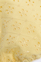 Chic Broderie Anglaise Triangle Bikini Top in Lemon Yellow