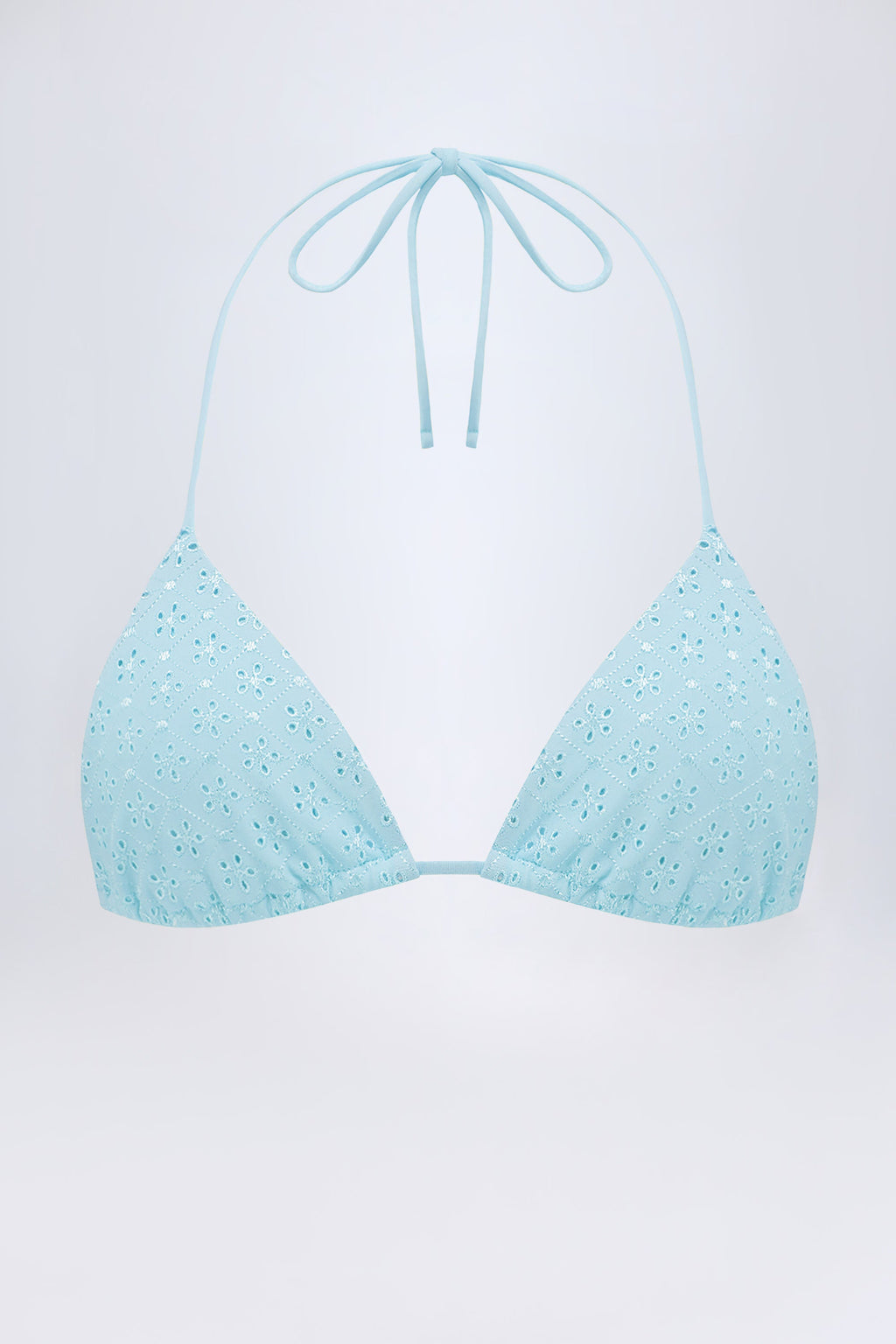 Chic Broderie Anglaise Triangle Bikini Top in Powder Blue