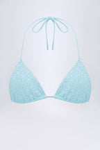 Chic Broderie Anglaise Triangle Bikini Top in Powder Blue