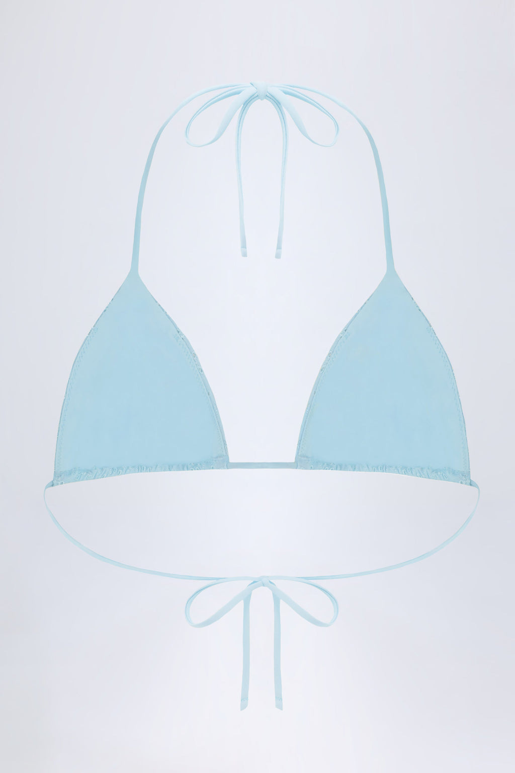 Chic Broderie Anglaise Triangle Bikini Top in Powder Blue