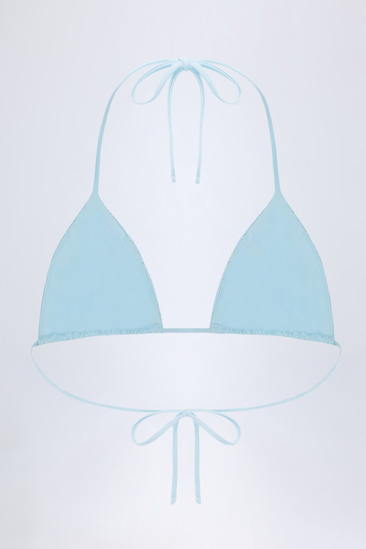 Chic Broderie Anglaise Triangle Bikini Top in Powder Blue
